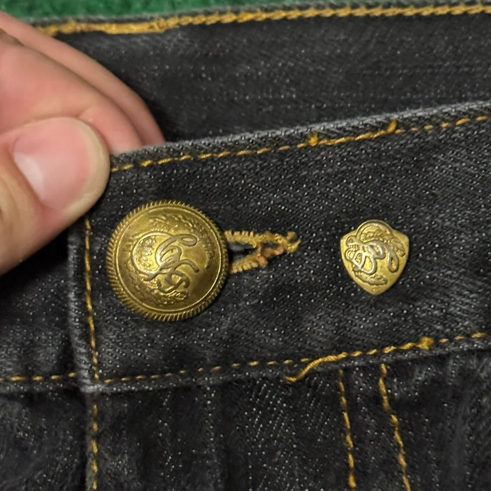 Vintage Y2K Coogi Baggy Hip Hop Embroidered Gold Black 40x32 Denim Jeans